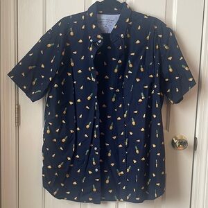 Banana Republic Dark Blue Pineapple Print Men's Shirt